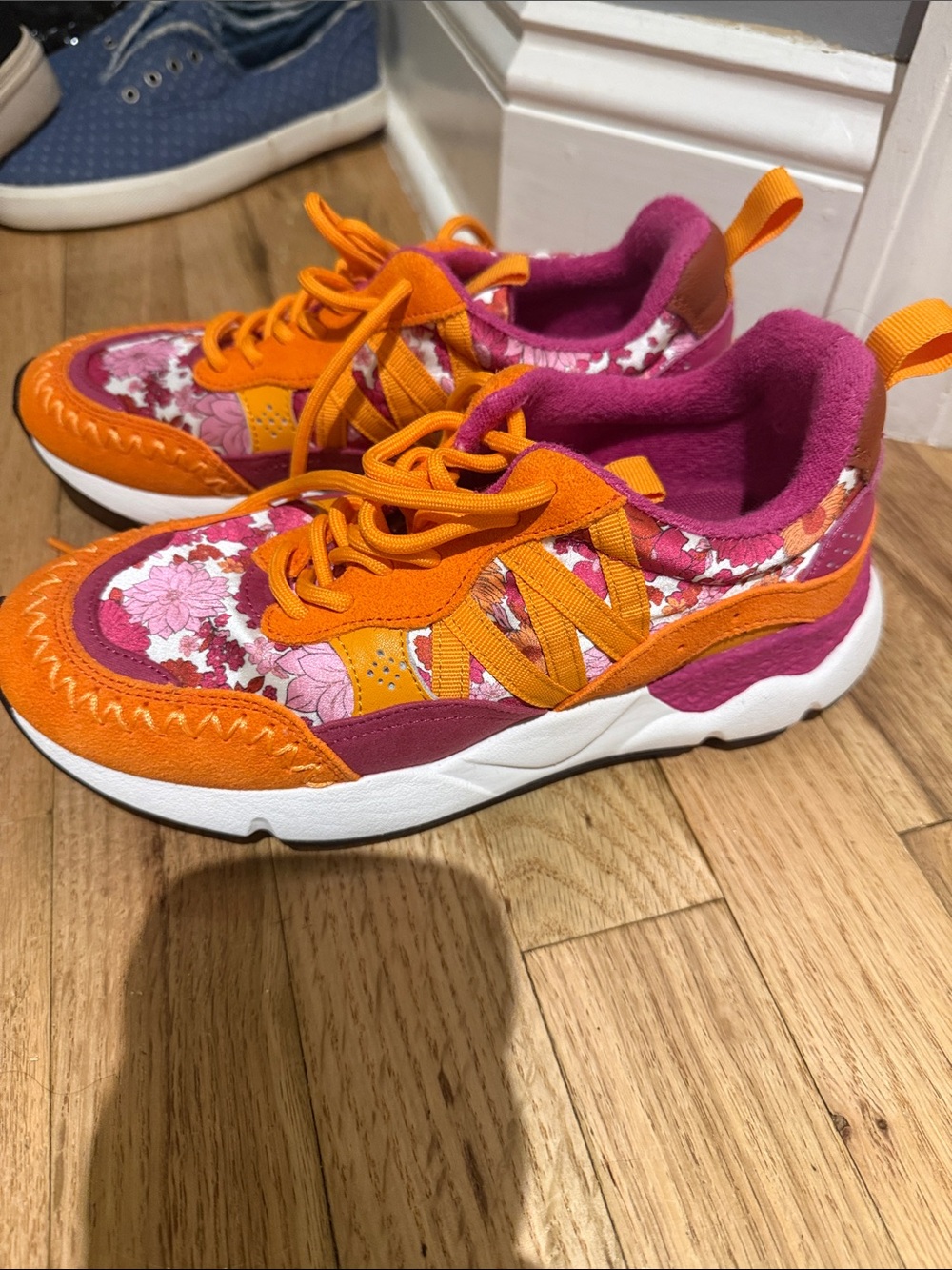 Chelsea & Violet Pink and Orange Floral Sneakers